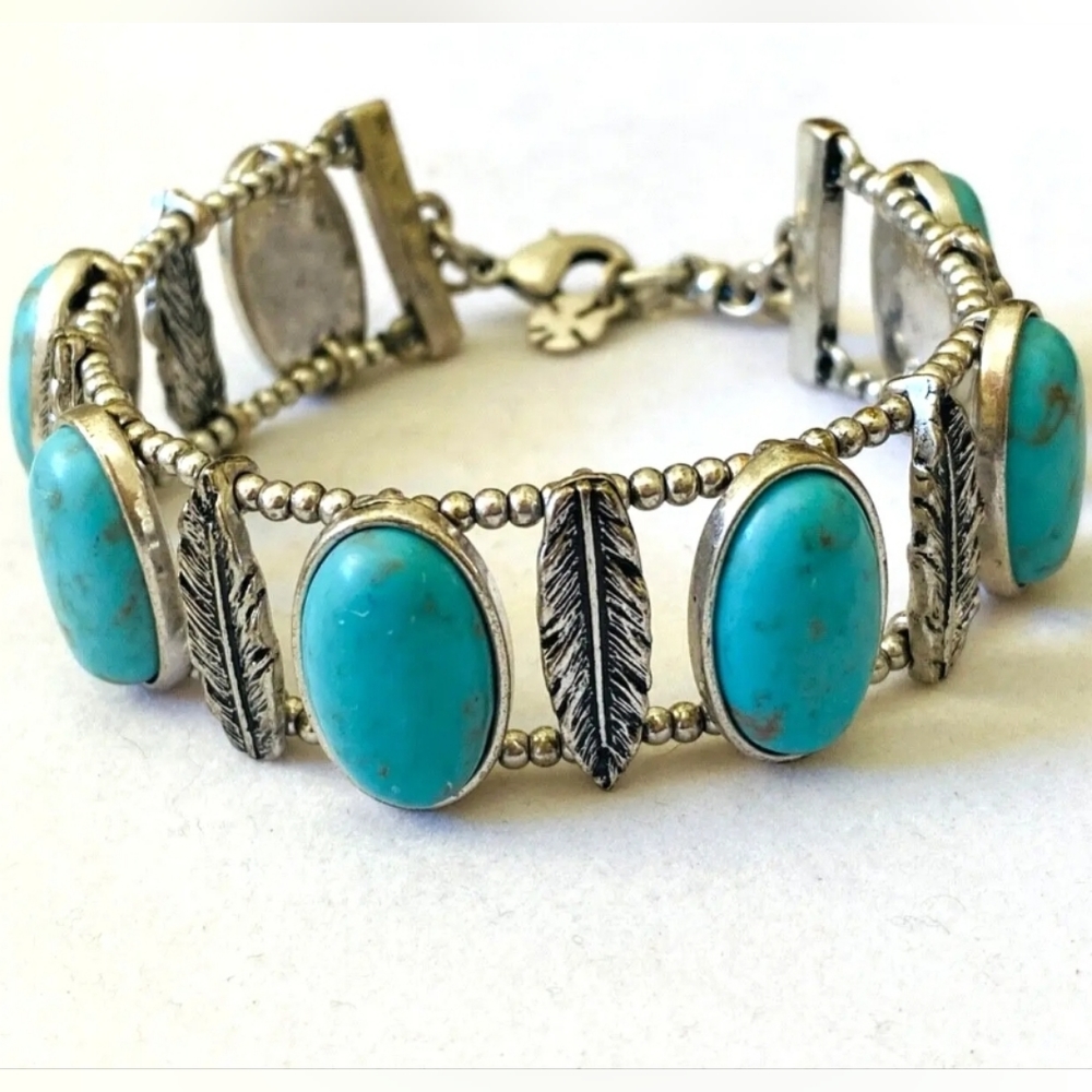 Lucky Brand Turquoise Feather Bracelet
